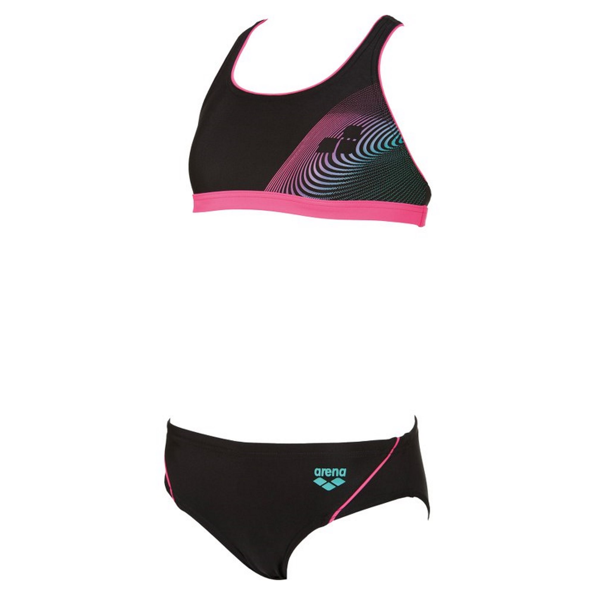 arena Espy JR Two Piece Mädchen Bikini 128 black/fresia rose/bali green