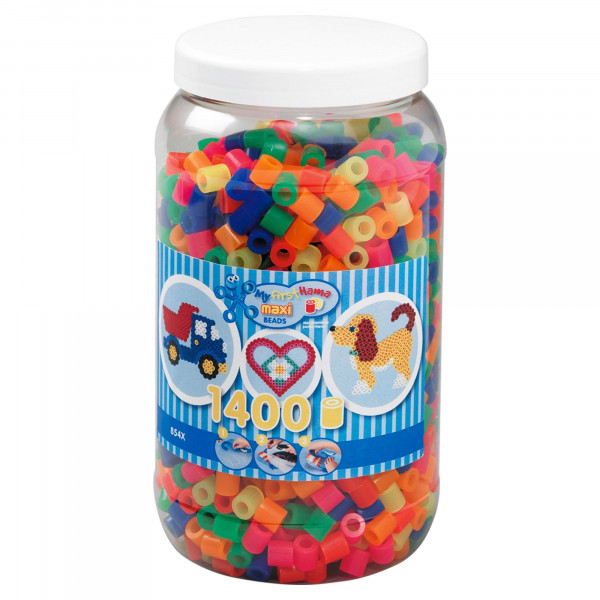 Hama® Bügelperlen Maxi - Neon Mix 1400 Perlen (6 Farben)