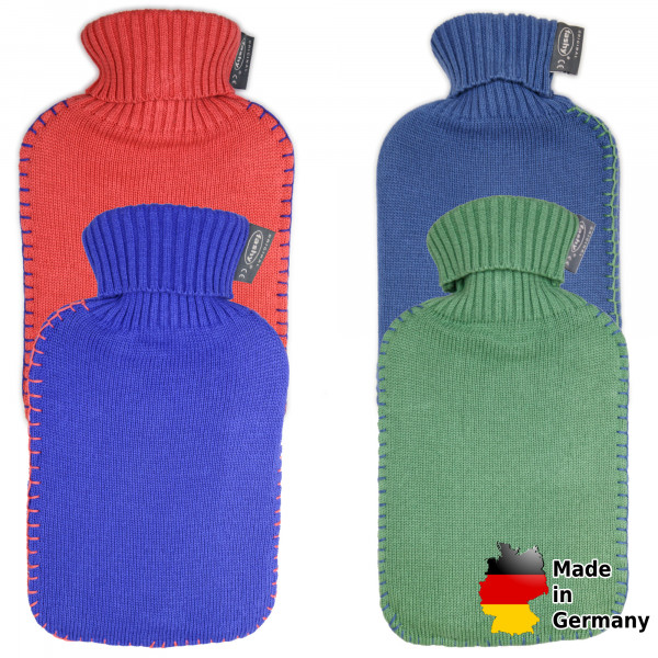 Fashy Wärmflasche 2,0L mit Rollkragen-Strickbezug und Schlingennaht