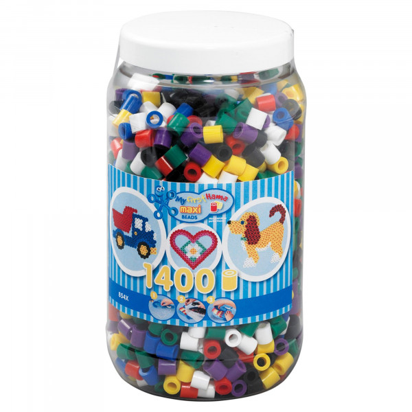 Hama® Bügelperlen Maxi - Vollton Mix 1400 Perlen (6 Farben)